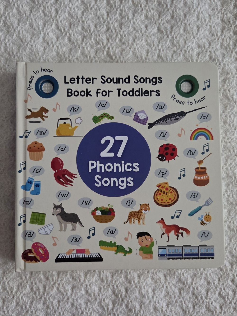 NWOT Letter Sound Songs Book for Toddlers - White - 27 Phonics Songs